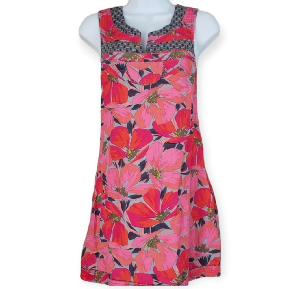 NWOT Free People pink & gray floral sheath shift dress Womens 4